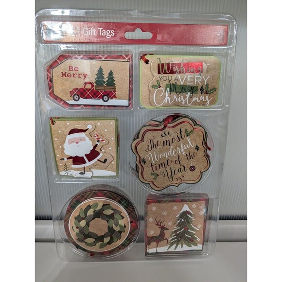 128 Pcs Kraft Paper 3D Foil Country Christmas Gift Tags with String for Presents - Picture 2 of 6
